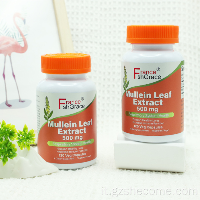 Mulleina Estratto di foglie Capsule Pulsante Pulsante Supplemento di disintossicazione